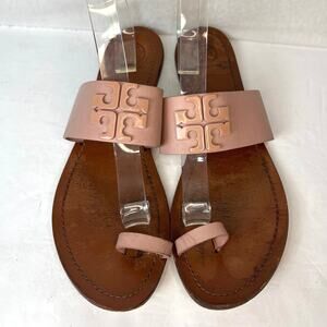 Tory Burch Lowell Pink Leather Toe Ring Sandals Size 10